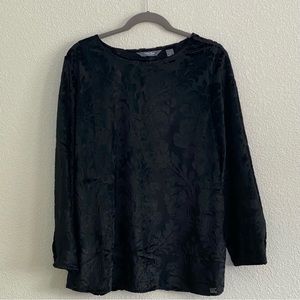 Martha Stewart Black Velvet Burnout Jacquard Tunic size L